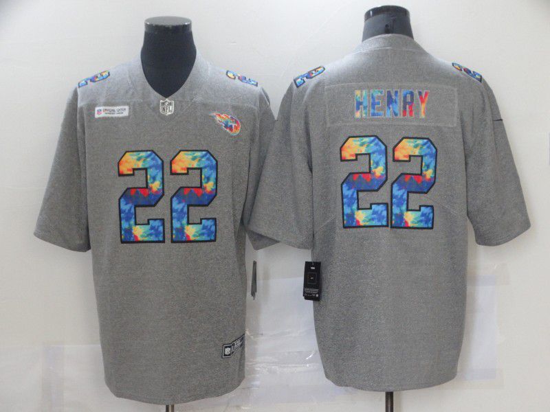 Men Tennessee Titans 22 Henry Grey Rainbow version Nike 2021 NFL Jersey